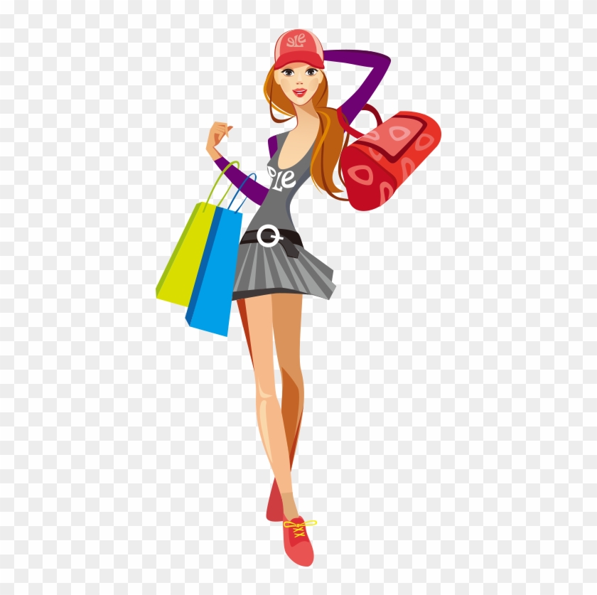Shopping Fashion Girl Illustration - Shopping Fashion Girl Illustration #670921