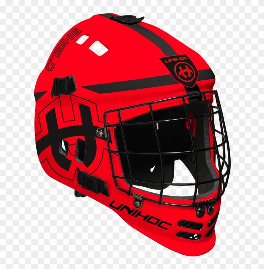 12556 Mask Unihoc Shield Neon Red Black - Ishockey Hjelm Til Målmand #671032