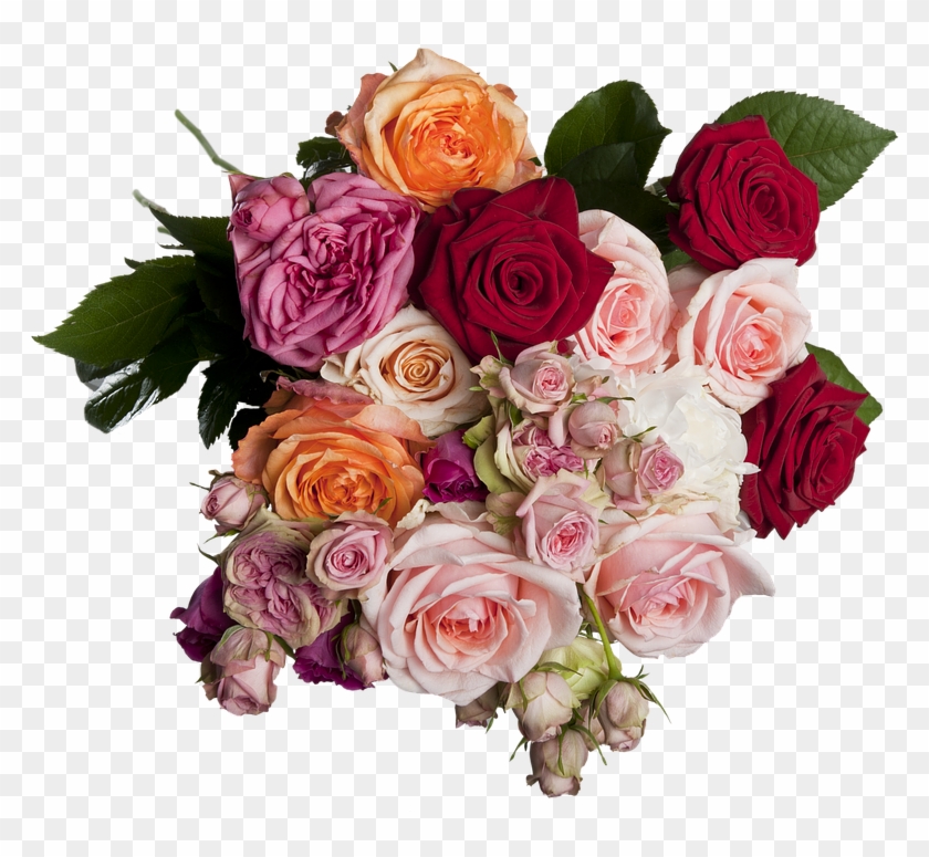 Isolated, Roses, Bouquet, Multi Coloured, Romantic - Roses Bouquet Png #671254