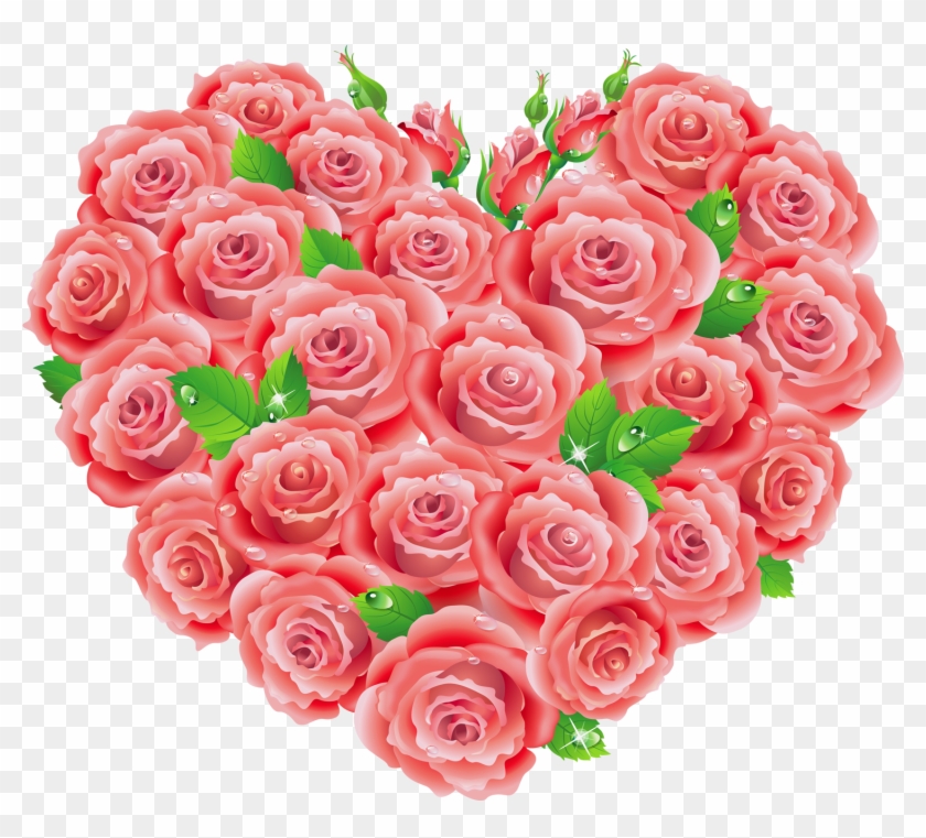Red Roses Heart Clipart - Pink Roses And Hearts #671265