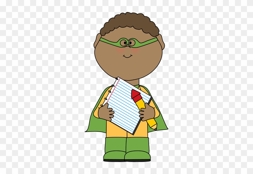 Superhero With Notepad And Pencil - Superhero With Pencil Clipart #671868