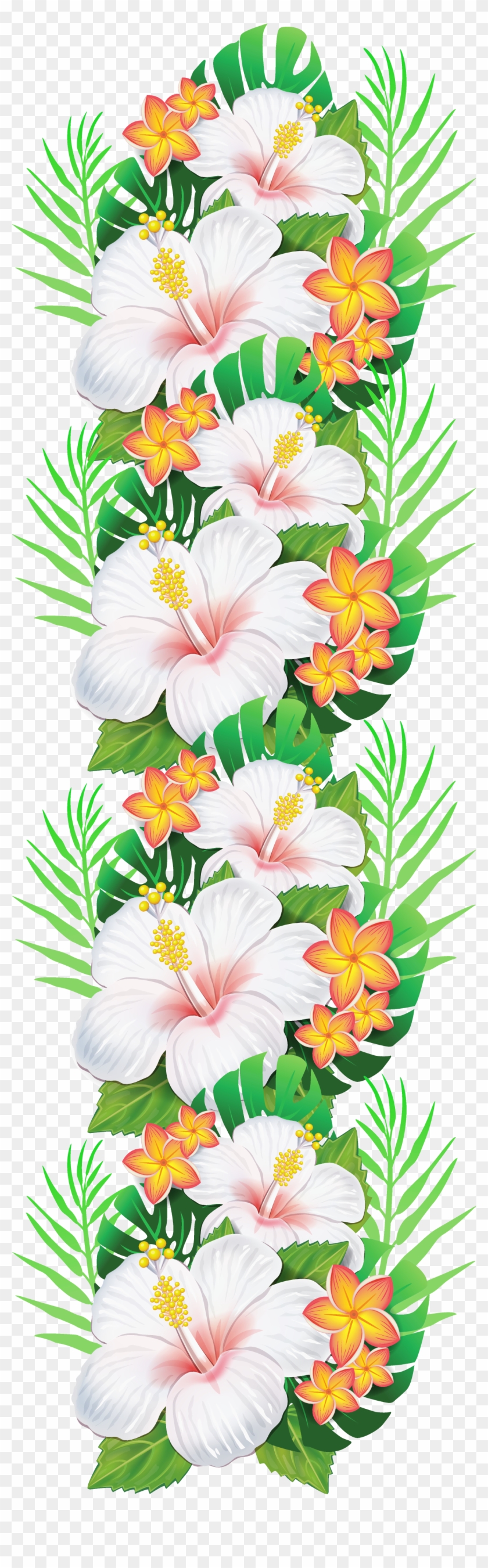 White Exotic Flowers Decoration Png Clipart - Tropical Flower Clipart #672322