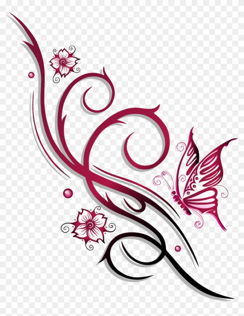 Colorful Tribal With Butterfly And Cherry Blossoms - Imagenes De Flores Con Tribales #672559
