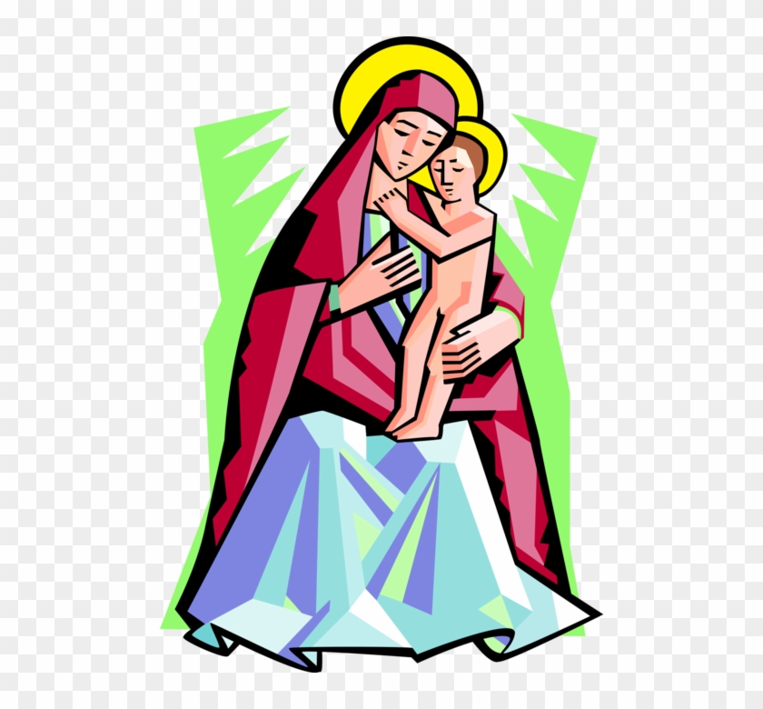 Vector Illustration Of Virgin Mary Mother Of God With - Virgin Mary Cartoon #672921