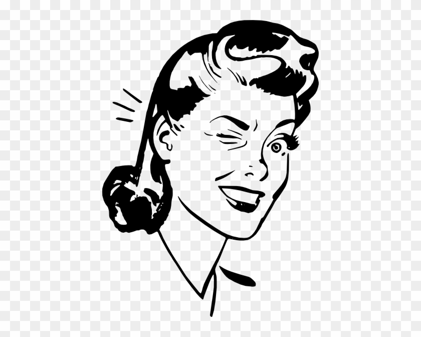 Vintage Woman Winking Clip Art - Vintage Woman Vector Png #673032