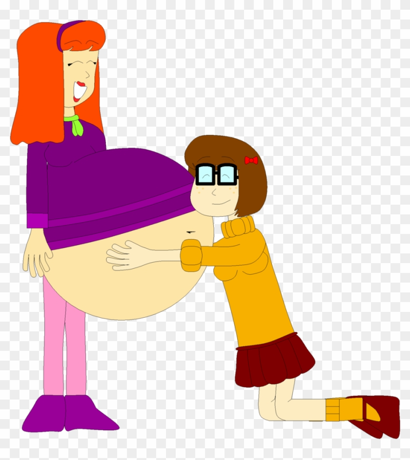 Velma Hugs Daphne's Belly By Angry-signs - Belly Pre Hug Deviantart Pregnant #673342