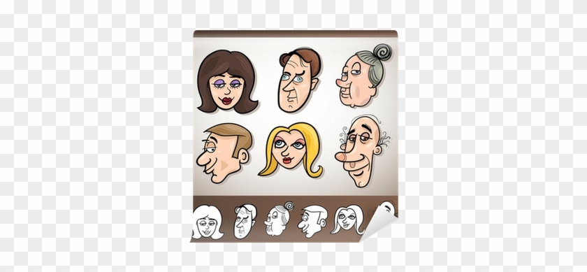 Cartoon People Heads Set Illustration Wall Mural • - Historieta De Mujeres #673870