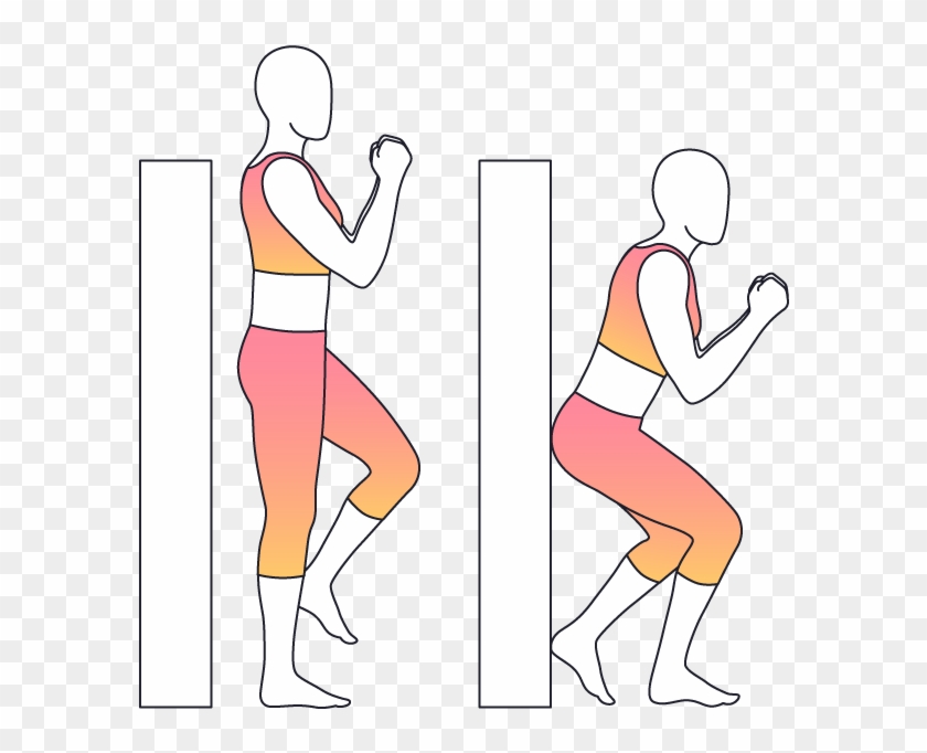 Single Leg Squat Wall Tap - Illustration #674211