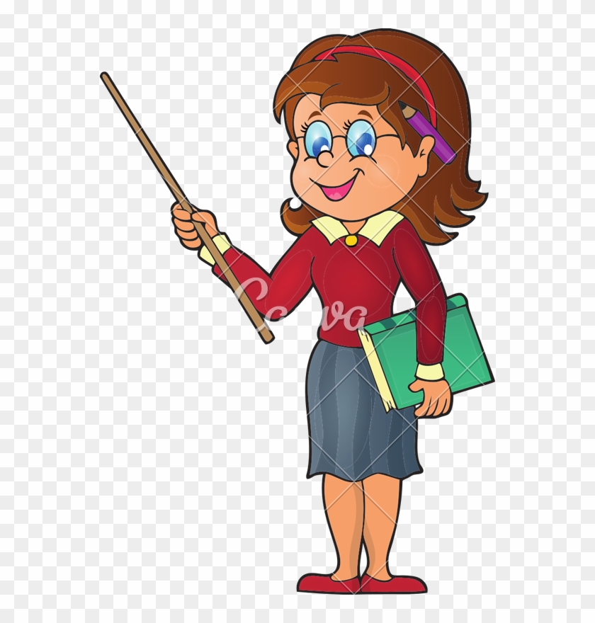 Woman Teacher Icon - Cartoon Teacher Pointing - Free Transparent PNG  Clipart Images Download