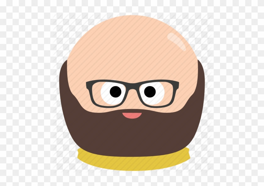 Bald, Beard, Char, Glasses, Male, Man Icon - Cartoon Bald Man Glasses Beard #674780