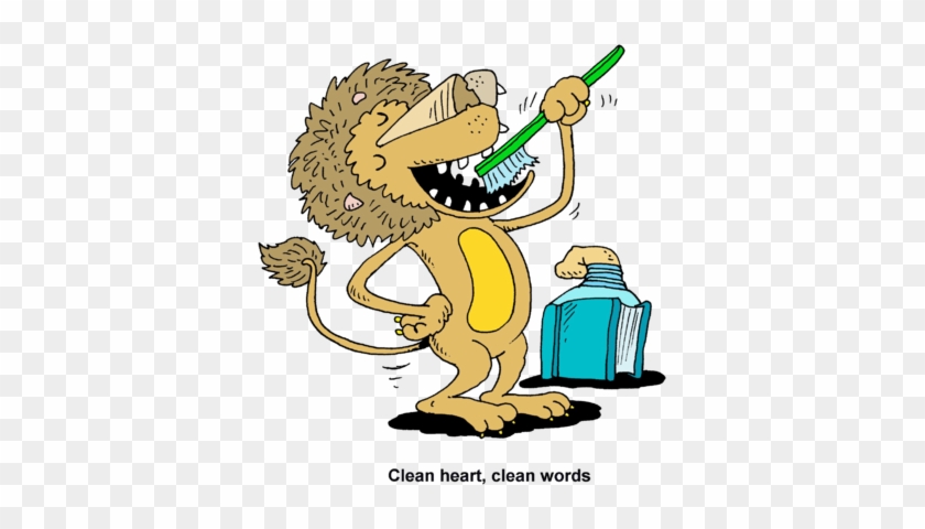 Simple House Clipart Black And White Brush Teeth Brushing - Lion Brushing His Teeth #674878