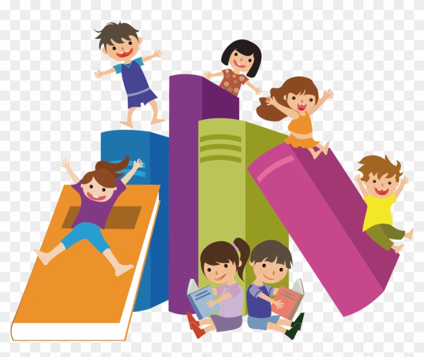 Book Child Reading Clip Art - Children Readinng Vector Png #675098