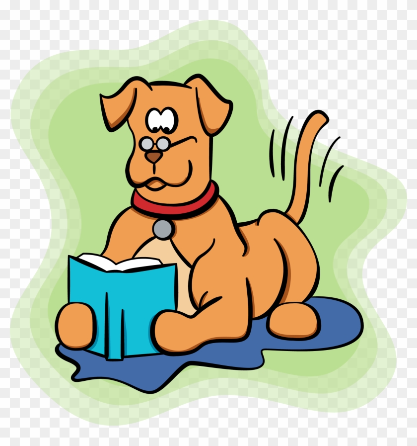 dog reading clipart