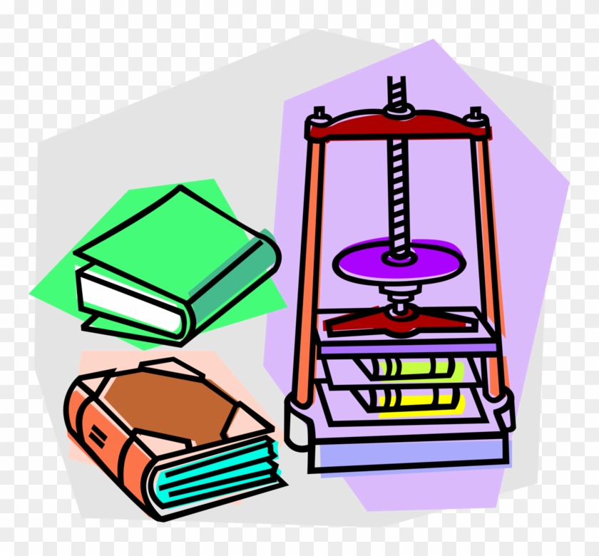 Vector Illustration Of Book Binding Manual Press With - Binding Book Clipart #675578