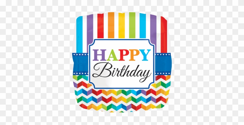18" Happy Birthday Bright Stripe & Chevron Standard - 18" Happy Birthday Bright Stripe & Chevron Standard #675829