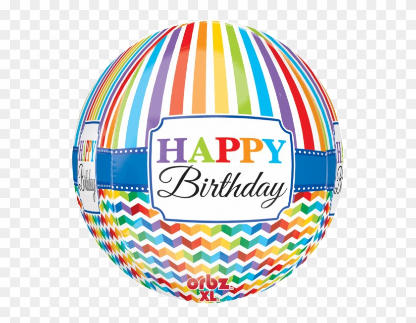 Happy Birthday Bright Stripe & Chevron Balloon Orbz - 16" Orbz Happy Birthday Bright Stripe & Chevron #675839