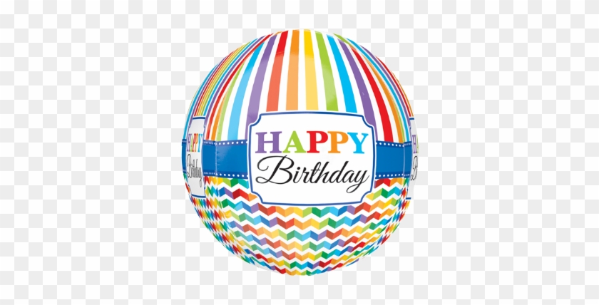 16" Orbz Happy Birthday Bright Stripe & Chevron Foil - Happy Biethday With Rainbow #675842
