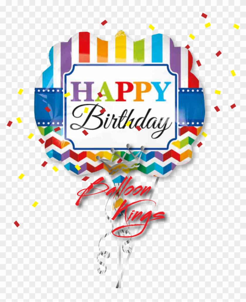 Large Happy Birthday Stripe And Chevron - 25" Happy Birthday Stripe And Chevron Supershape Foil #675879