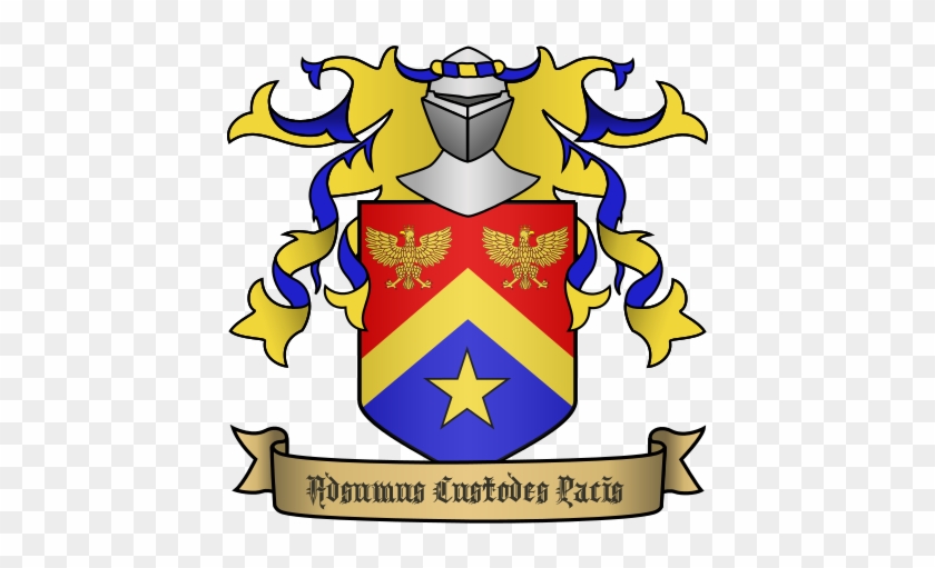 Parted Per Chevron Gules And Azure, Chevron Or, Chief - Coat Of Arms Generator #675924