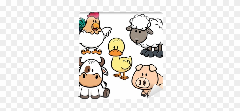 Vector Illustration Of Cartoon Animals Farm Set Wall - Caricatura Animales De La Granja #676252