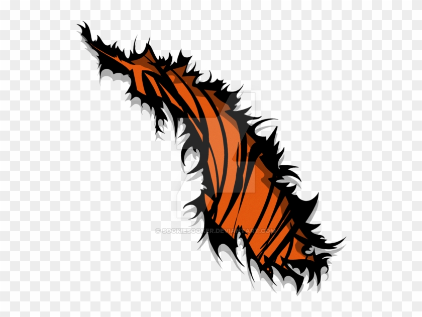 Tiger Stripe Rip Tear Orange Design By Sookiesooker - Tiger Claws Ripping #676481