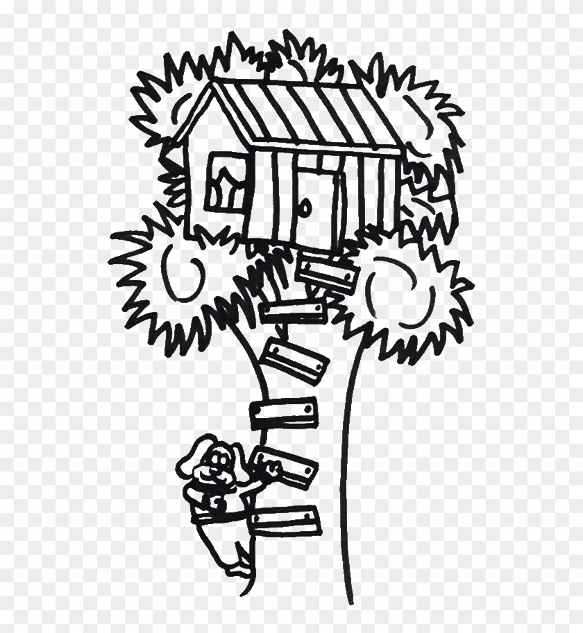 A Dog Climb A Treehouse Coloring Page - Treehouse Colouring Page #677115