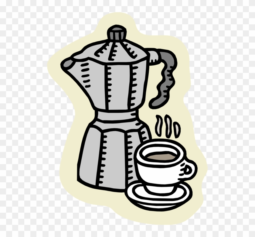 Vector Illustration Of Stove-top Moka Pot Macchinetta - Coffee #677394