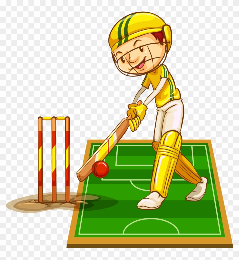 Cricket Bat Cricket Nets Stock Photography - Cartoon Boy Playing Cricket -  Free Transparent PNG Clipart Images Download