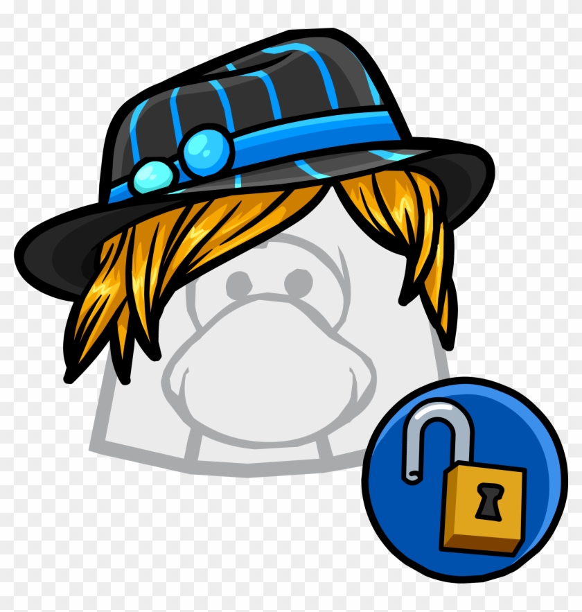 Blue Striped Fedora - Club Penguin The Blue Doggone #678396