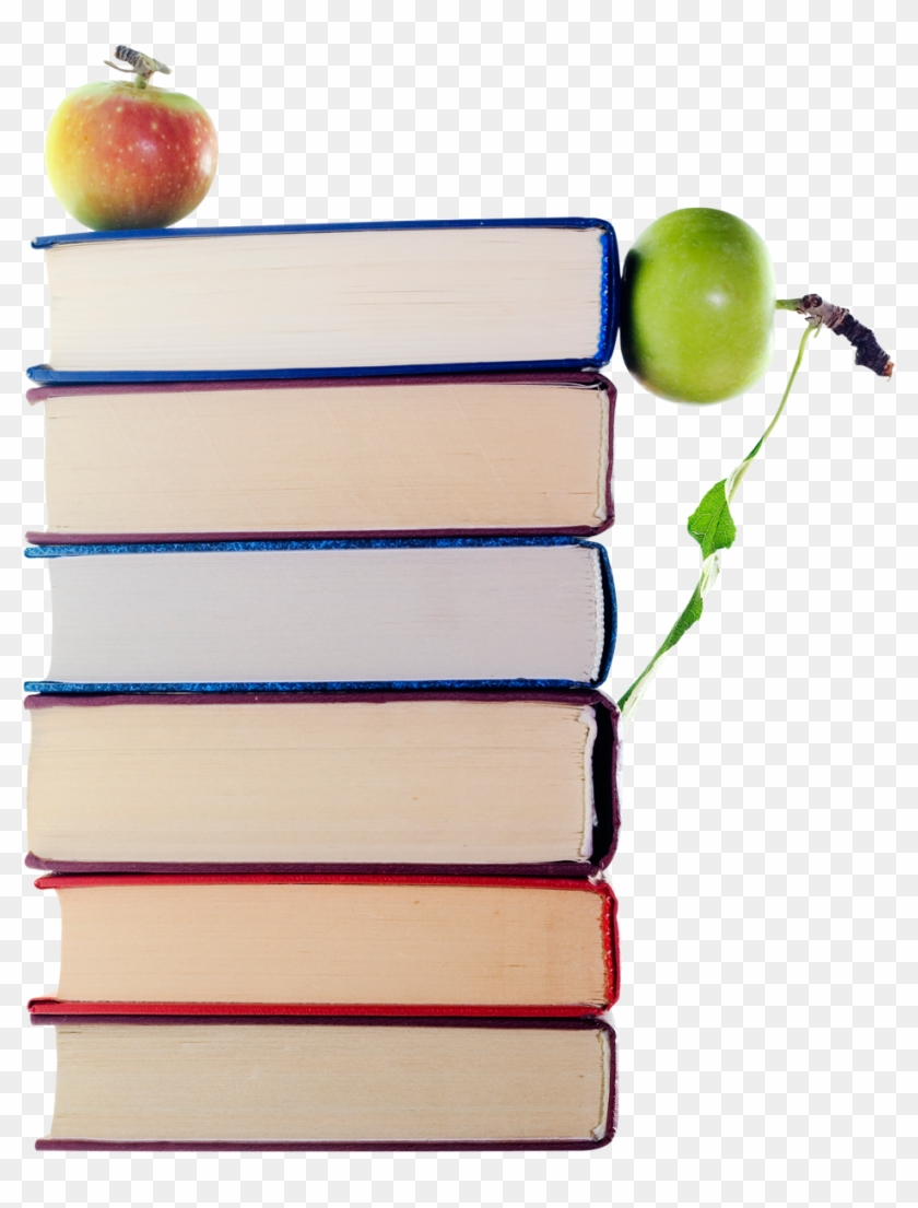 Stack Of Books And Apple Png Image - Portable Network Graphics #679148