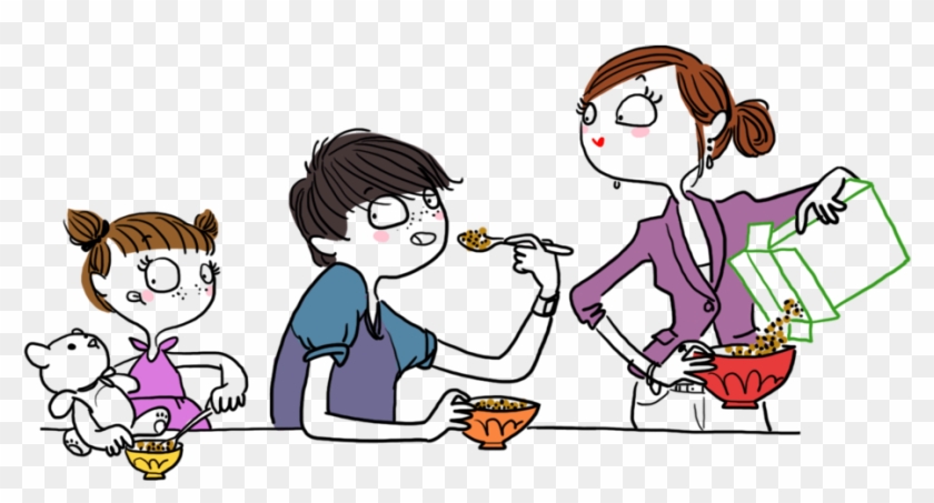 A Drawing Of Two Children - Niños Comiendo Cereal #679364