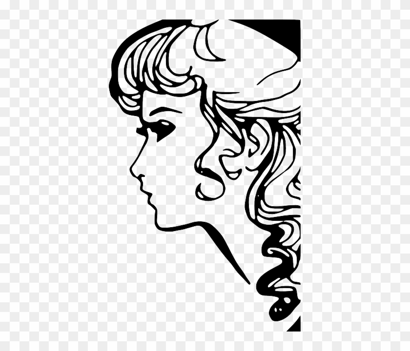 Woman Face, Girl, Portrait, Woman - Woman In Profile Art #679412