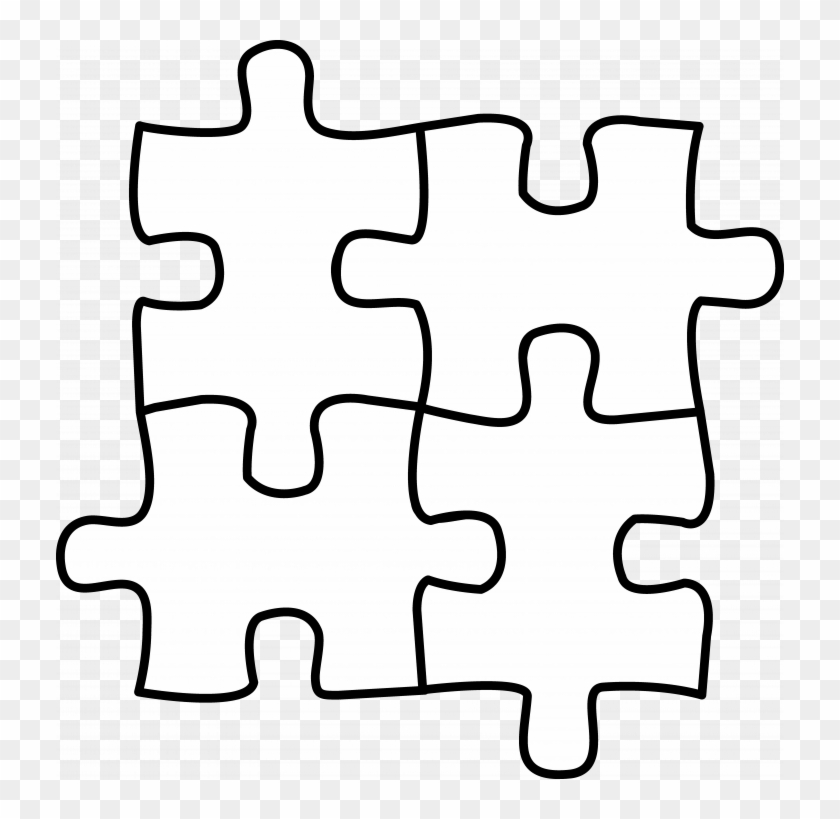 Four Puzzle Pieces For Coloring Clip Art Page Piece - Moldura De Quebra Cabeça #679445