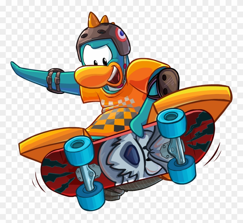 School & Skate Party Login Screen Skater - Club Penguin Skateboard #679791