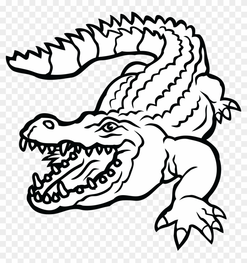 Free Clipart Of A Crocodile - Alligator Black And White Clipart #120690