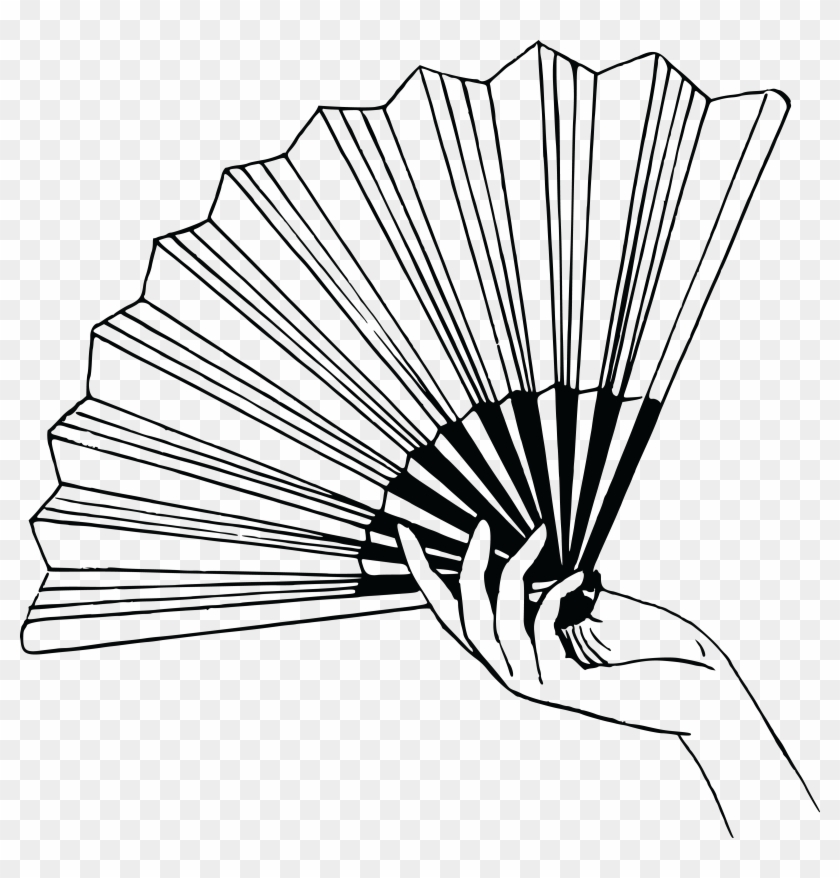 Free Clipart Of A Hand Holding A Fan - Black And White Paper Fan #120721