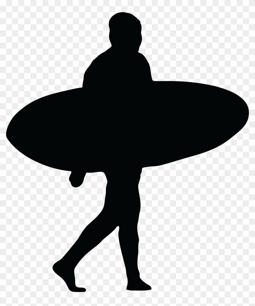 Free Clipart Of A Silhouetted Surfer - Surfer .png #120810