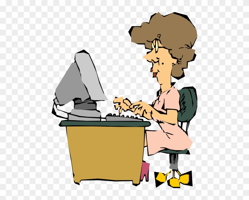 Woman Using A Computer Clip Art Free Vector / 4vector - Computer Clip Art #122302