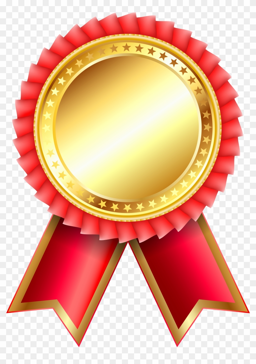 Red Award Rosette Png Clipar Image - Gold Medal Ribbon Png #124105