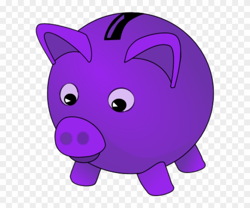 Piggy Bank Vector Clip Art Clipart - Blue Piggy Bank Clipart #124565