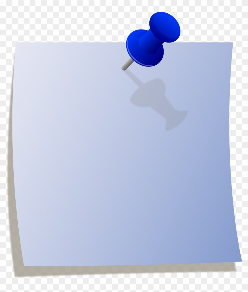 Blue Note With Thumbtack Free Clip Art - Blue Note Paper Png #125856