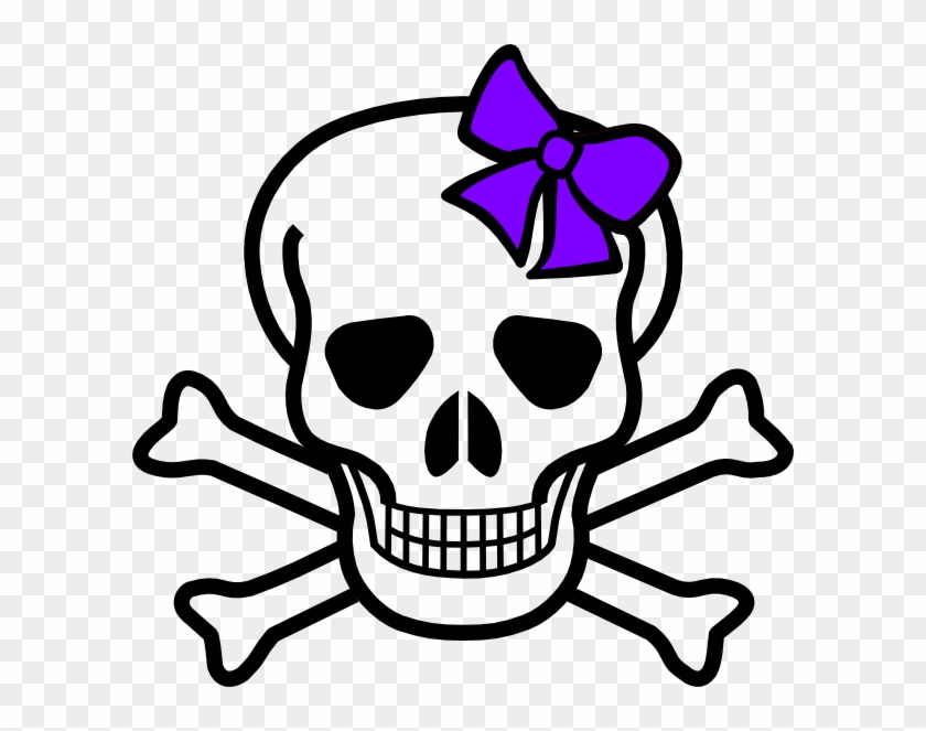 Cute Skeleton Clipart - Skull With A Bow #127690