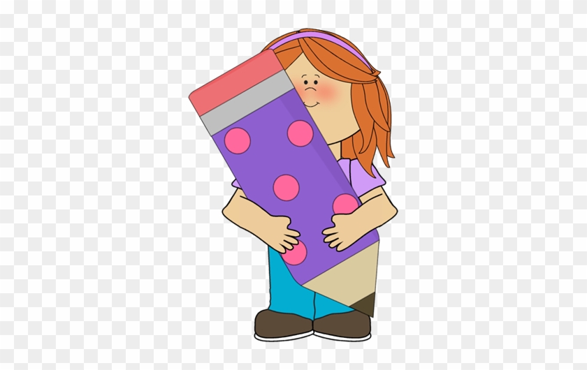 Girl With Giant Pencil Clip Art - My Cute Graphics Writing #127805