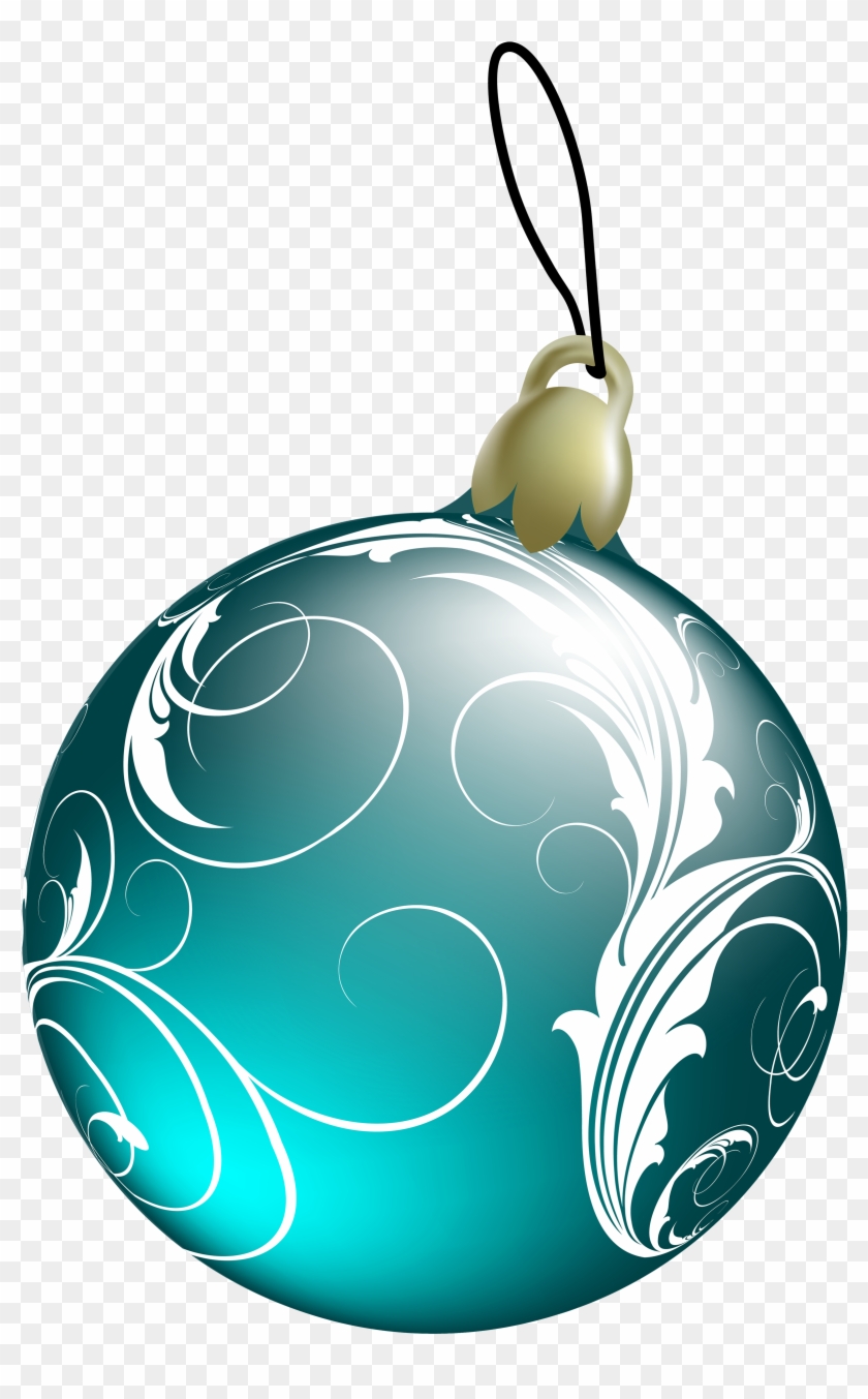 Beautiful Blue Christmas Ball Png Clipart - Green Christmas Ornaments Png #128134