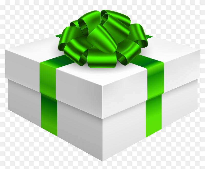 Gift Box With Bow In Green Png Clipart - Gift Box Transparent Green #129187