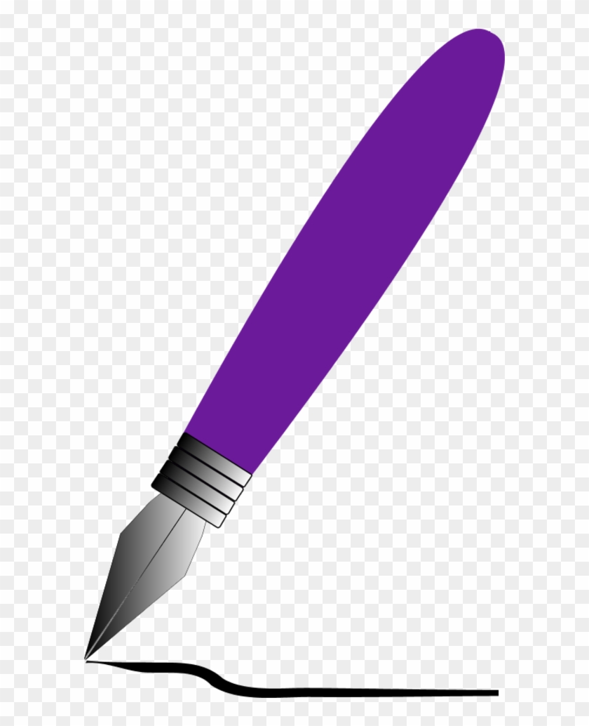 Feather Pen Clip Art - Purple Pen Clipart #129391