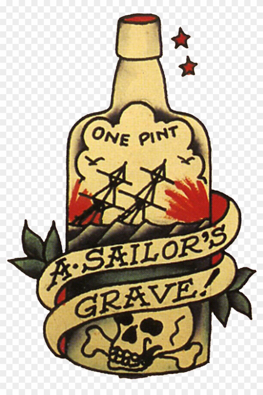 Sailor Jerry, Vintage, Tattoo, Aloha, A Sailors Ruin, - Sailor Jerry Bottle Tattoo #680813