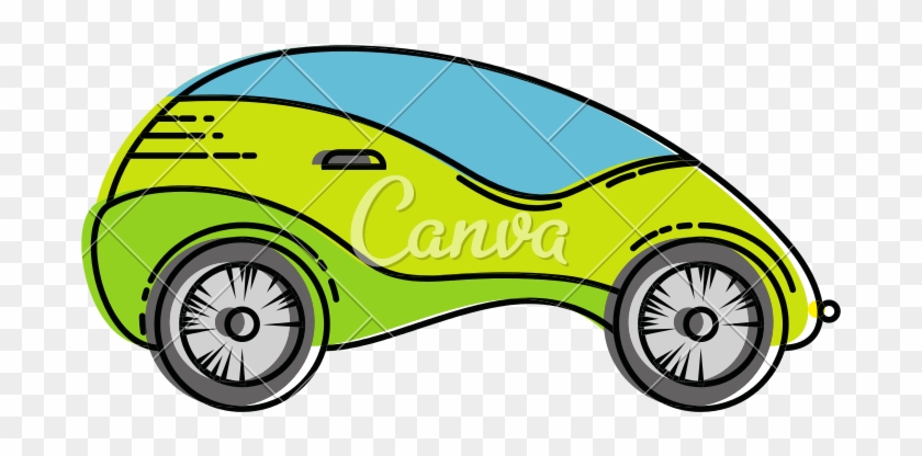 Modern Car Futuristic Vector Icon Illustration - City Car #680998