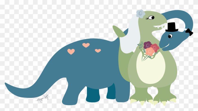 Dinosaur Clipart Wedding - Dinosaur Bride And Groom #681219