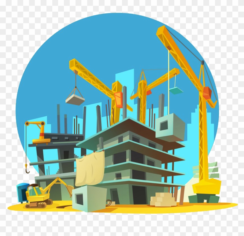 Architectural Engineering Cartoon Building Crane - Construction Site Cartoon #681494